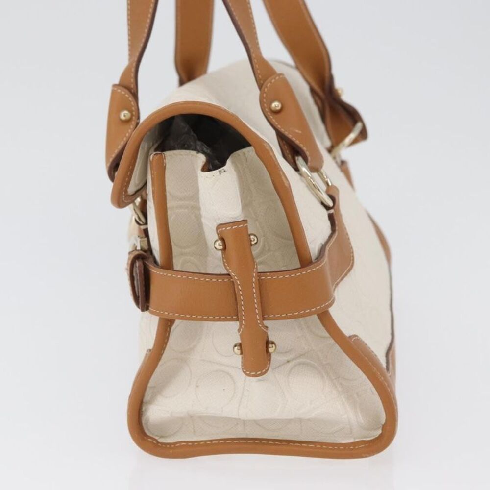 Salvatore Ferragamo Gancini Top Handle Canvas White Pvc Handbag - Picture 3 of 16